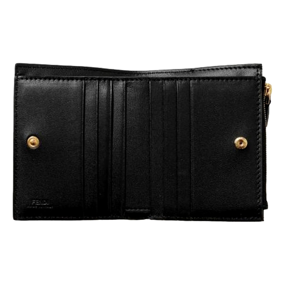 Fendi Baguette Small Wallet in Black Lamb Leather with Embossed FF